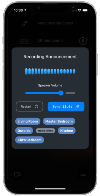 Recording Announcement to Sonos Speakers